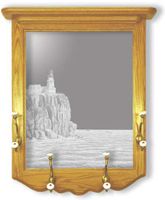 "Split Rock Lighthouse II" Etched Mirror Coat Rack