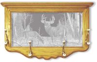 "Standing Guard Deer" Etched Mirror Coat Rack