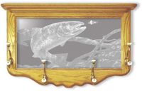 "Swim Meet Trout" Fish Etched Mirror Coat Rack