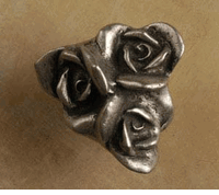 Three Rose Cluster Cabinet Knob/Pull In Pewter