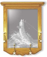 "Tiger Fury Muskie" Fish Etched Mirror Coat Rack