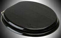 Toilet Seats, Black Painted Hardwood Round Toilet Seat, Solid Brass Hinges