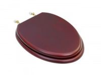 Toilet Seats, Cherry Finish Hardwood Elongated Toilet Seat, PVD Brass Hinge
