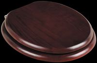 Toilet Seats, Cherry Finish Hardwood Round Toilet Seat, Chrome Hinge
