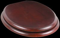 Toilet Seats, Cherry Finish Hardwood Round Toilet Seat, PVD Brass Hinge