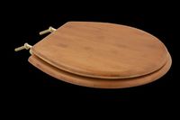 Toilet Seats, Dark Bamboo Round  Toilet Seat, PVD Brass Hinge