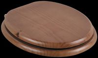 Toilet Seats, Dark Pine Round Toilet Seat, PVD Brass Hinge