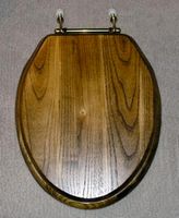 Toilet Seats, Elongated Hardwood Brass Hinge Toilet Seat