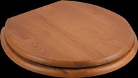 Toilet Seats, Golden Oak Finish Hardwood Big Lou Toilet Seat, PVD Brass Finish