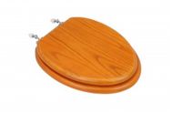 Toilet Seats, Golden Oak Finish Hardwood Elongated Toilet Seat, Chrome Hinge