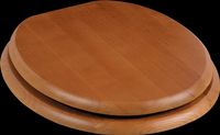 Toilet Seats, Golden Oak Finish Hardwood Round Toilet Seat, Chrome Hinge