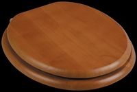 Toilet Seats, Golden Oak Finish Hardwood Round Toilet Seat, PVD Brass Hinge