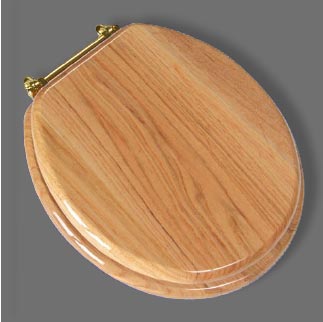 Decorative Wood Seat With Round Closed Front – Cove Light Oak Finish & Brass Hinge