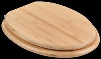 Toilet Seats, Light Bamboo Elongated Toilet Seat, Chrome Hinge