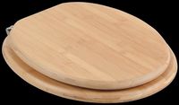 Toilet Seats, Light Bamboo Round Toilet Seat, Chrome Hinge