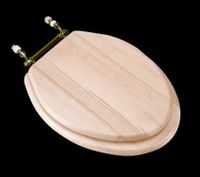 Toilet Seats, Light Pine, Elongated Light Pine Toilet Seat w/ Brass Fittings