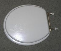 Toilet Seats, White Painted Hardwood Round Toilet Seat, Solid Brass Hinge
