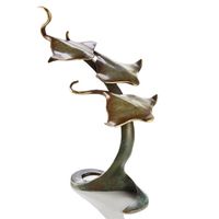Triple Sting Rays Brass Art Sculpture