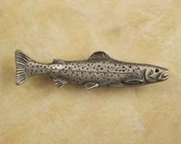 Trout Large Pewter Cabinet Knob/Pull (Right Face)