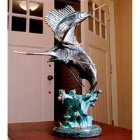 "Two Bills" Marlin And Sailfish Brass Sculpture