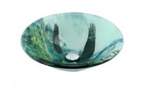 Vessel Sinks, American Bald Eagle Multi-Colored, Washbowl Glass Vessel Sink