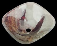 Vessel Sinks, American Bald Eagle Multi-Colored, Square Glass Vessel Sink