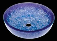 Vessel Sinks, Blue Crystal, Blue/White Glass, Fountain-Style Vessel Sink