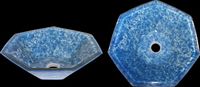Vessel Sinks, Blue Crystal, Blue/White Glass, Heptagon Vessel Sink