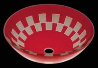 Vessel Sinks, Checkered Red/White Glass, Round Vessel Sink