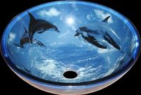 Vessel Sinks, Double Layered Dolphins, Round Glass Vessel Sink