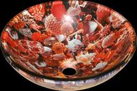 Vessel Sinks, Double Layered Seashells, Round Glass Vessel Sink