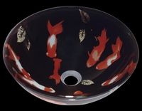 Vessel Sinks, Gold Fish Multi-Colored Glass, Round Vessel Sink