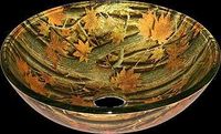 Vessel Sinks, Golden Maple, Round Painted Glass Vessel Sink