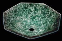 Vessel Sinks, Green Crystal Heptagon, Glass Vessel Sink