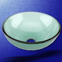 Vessel Sinks, Green Glass Round Mini Sink, Branch Textured Glass