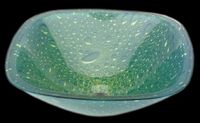 Vessel Sinks, Lily Pad Green Glass, Square Vessel Sink