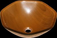 Vessel Sinks, Madera Hermosa Dark Brown Glass, Heptagon Vessel Sink