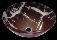 Vessel Sinks, Marbled Black/White Glass, Round Vessel Sink