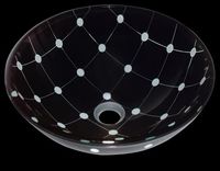 Vessel Sinks, Morning Dew Black/White Glass, Round Vessel Sink
