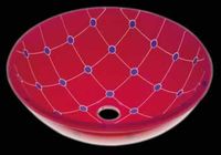 Vessel Sinks, Spiderweb Red/Blue Glass, Round Vessel Sink