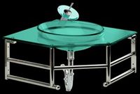 Vienna Green Glass & Stainless Corner Wall Mount Sink