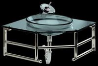 Vienna Smoke Glass & Stainless Corner Wall Mount Sink