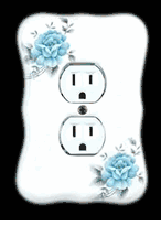 Wallplates, Blue Porcelain Bouquet Single Outlet Wallplate