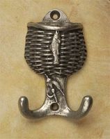 Western Hooks, Fishing Creel Pewter Hook