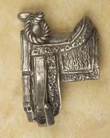 Western Saddle Pewter Cabinet Knob/Pull (Left Face)