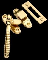 Window Locks  Brass, Solid Brass Ringed Casement Fastener