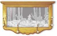 "Winter Sunrise Deer" Etched Mirror Coat Rack