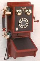 Wood Telephones Leather, Country, 8" wide x 17 1/2" high x 7" deep