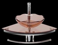 Zinfadel Wine Colored Lotus Glass & Stainless Corner Sink