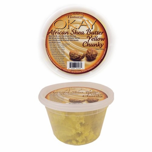Okay Pure African Shea Butter Yellow Chunky 10oz